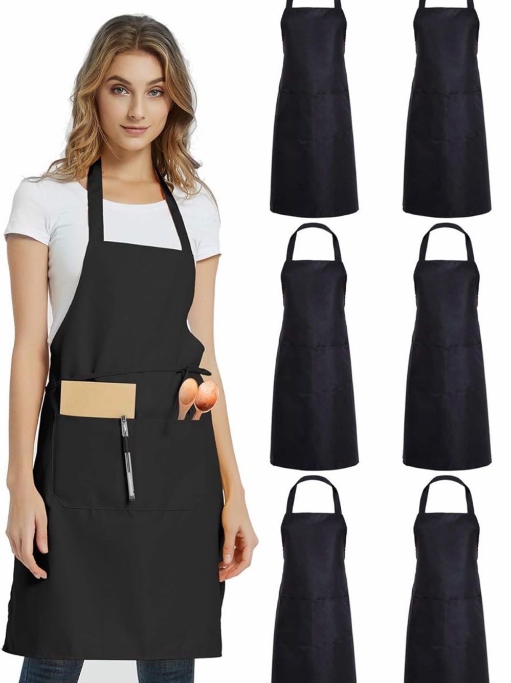 Bundle of 6 Black Aprons | BBQ Cooking Crafting Cricut Blanks